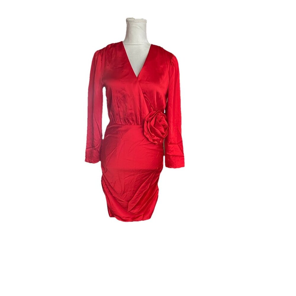 Future Collective  Rosette Mini Dress  Floral Ruched V Neck Whimsigoth Sz 4 NWOT - Picture 10 of 13